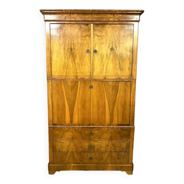 Cabinet secrétaire époque Louis Philippe - Charles X en noyer blond