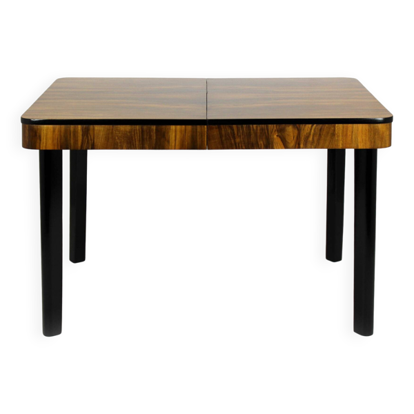 Table à manger pliante en noyer restaurée par Jindřich Halabala pour Drevotvar, années 1940 - Bon état sur Selency