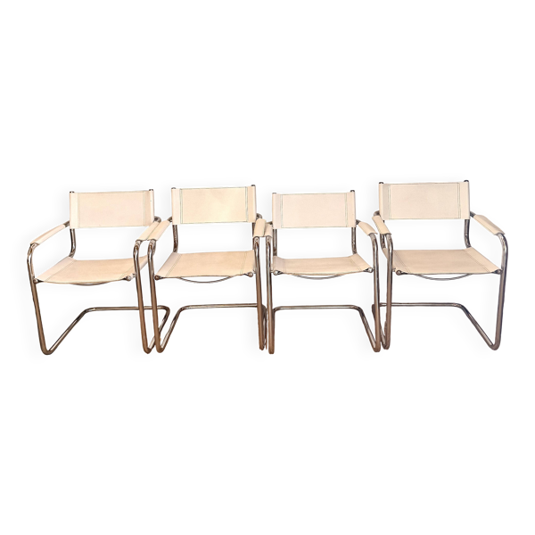 Lot de 4 fauteuils tubulaires style Marcel Breuer