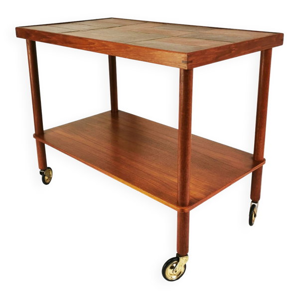 Table mobile en teck Milieu du siècle, Danemark, années 1960. - Bon état sur Selency