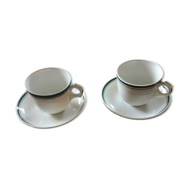 Tasses et soucoupes Sarreguemines terre de fer