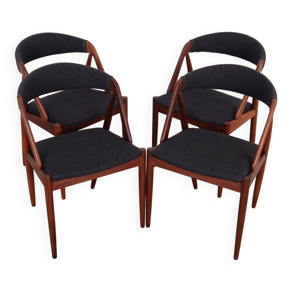 Ensemble de quatre chaises en teck, design danois, années 1970, designer : Kai Kristiansen - Bon état sur Selency