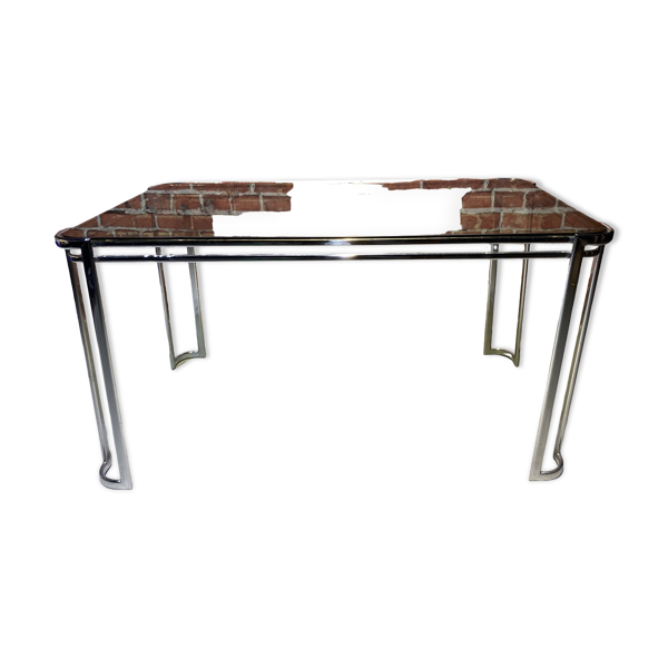 Table en verre et métal Bon état -  reconditionné disponible sur Selency