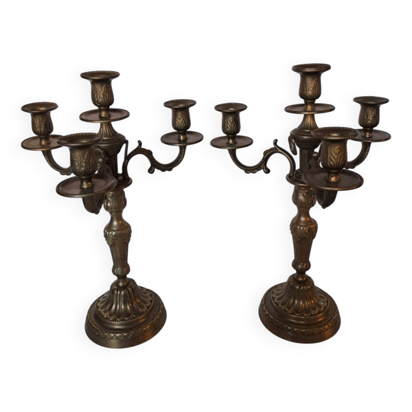 Paire de chandeliers en bronze Bon état -  reconditionné (offre indisponible)