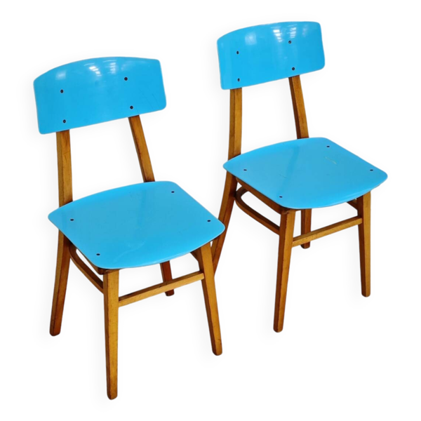 Paire de chaises bois et plastique Ton Bystrice Thonet