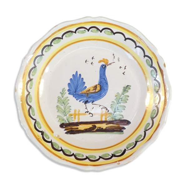 Assiette en faience d'epoque 19eme décor au coq NEVERS ??