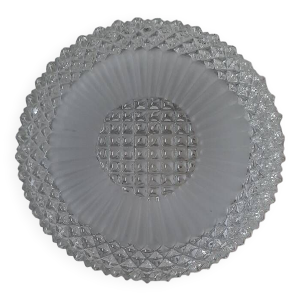 Plafonnier ancien en verre moulé - Bon état sur Selency
