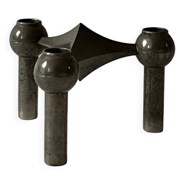 Bougeoir Stoff Nagel en métal chromé, Danemark 1970