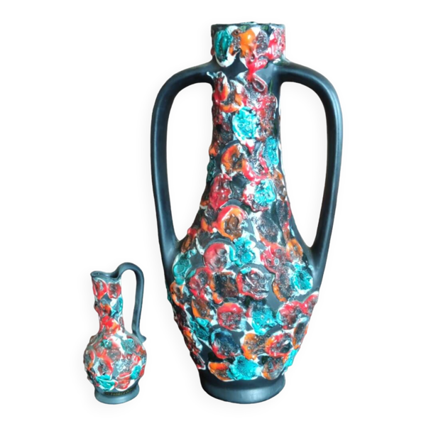 Ancien grand vase et pichet vintage rocaille de l océan