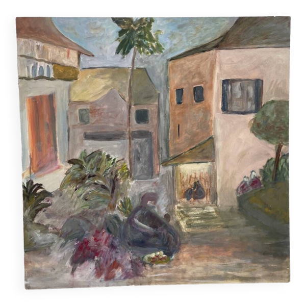 Huile sur panneau paysage