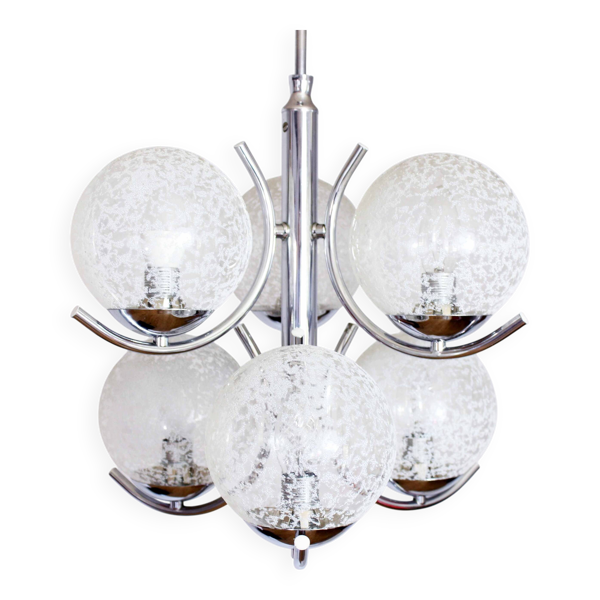 Lustre en métal et verre 1970