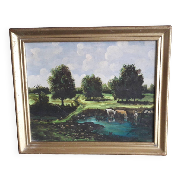 Tableau ancien à l'huile Bon état -  reconditionné disponible sur Selency
