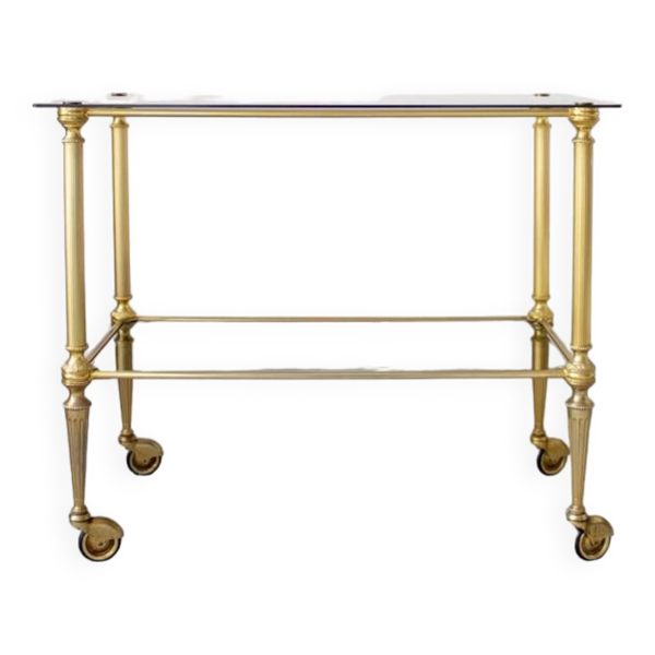 Desserte métal doré et verre fumé - Bon état sur Selency