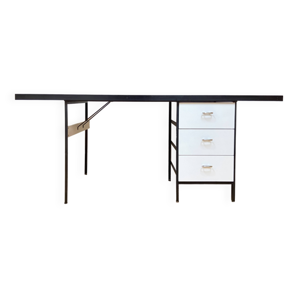 Grand bureau noir et blanc Georges Nelson pour Herman Miller, Usa, vers 1950.