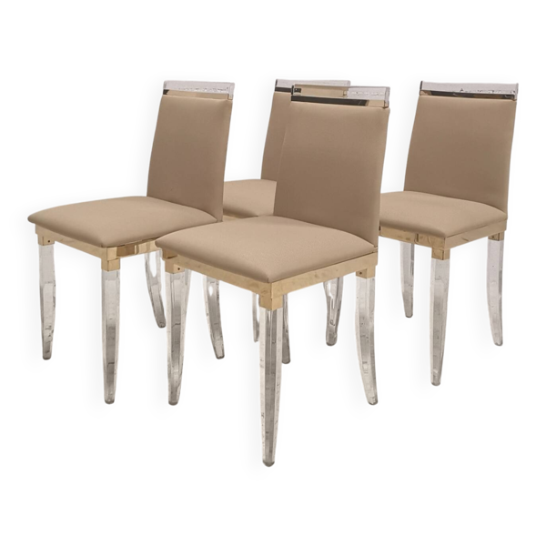 Set de 4 chaises design Hollywood Regency altuglas