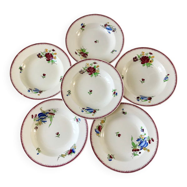 lot de 6 assiettes creuses Villeroy & Boch La Louvière fabrication belge en Terre de Fer début XXème