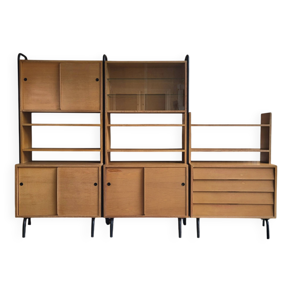 Bibliothèque étagère Robert Charroy pour Mobilor 1950's