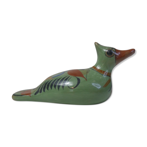 Ancienne terre cuite vernissée mexique oiseau folk art vintage - Bon état sur Selency