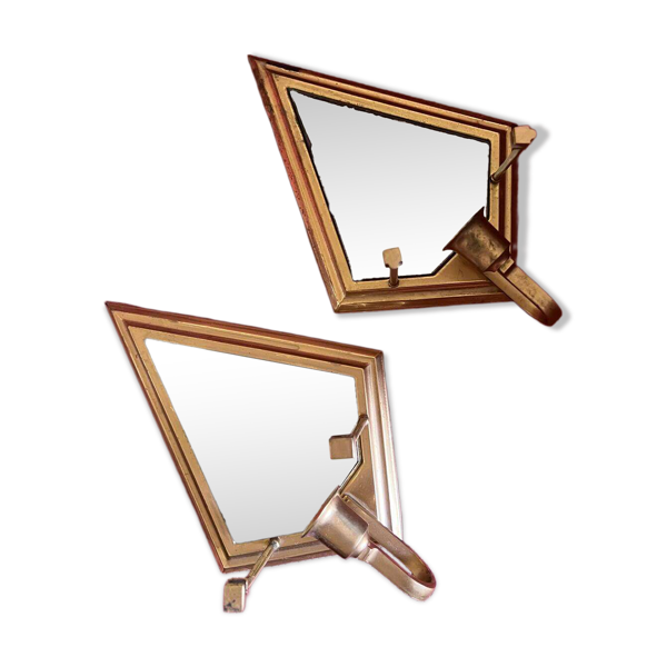2 bougeoirs muraux vintage avec miroir biseauté