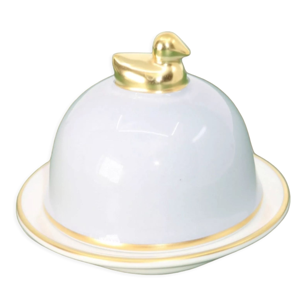 Beurrier gris argenté porcelaine Limoges