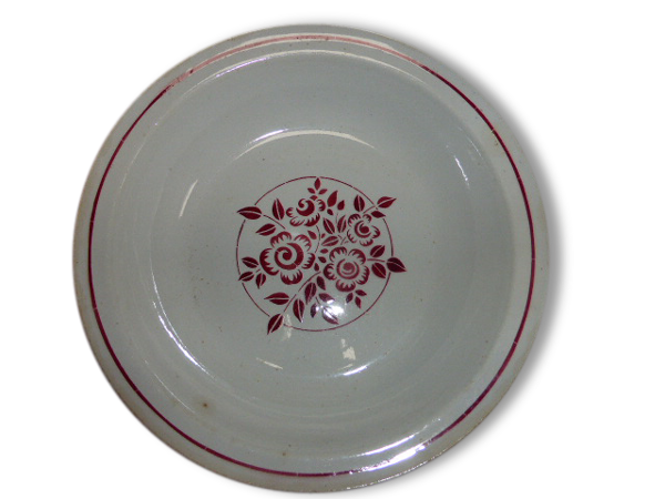 Saladier Art Déco, hbc montereau france, fleurs rouges