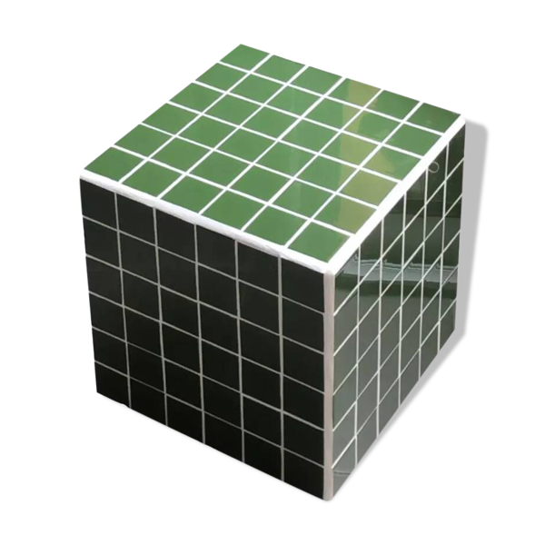 Table d'appoint cube en céramique - Bon état sur Selency