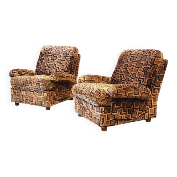 Paire de fauteuils en velours, 1970
