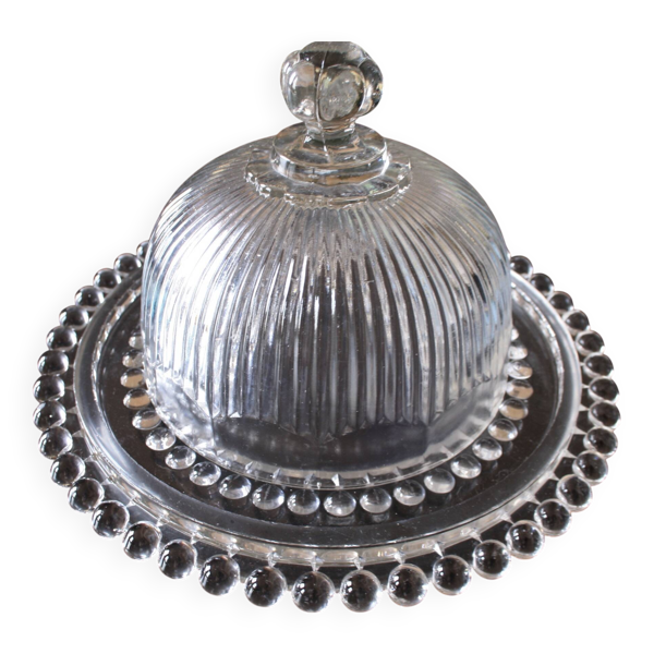 Plateau et cloche en verre