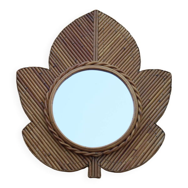 Miroir en rotin par Vivaï del Sud, Italie 1970