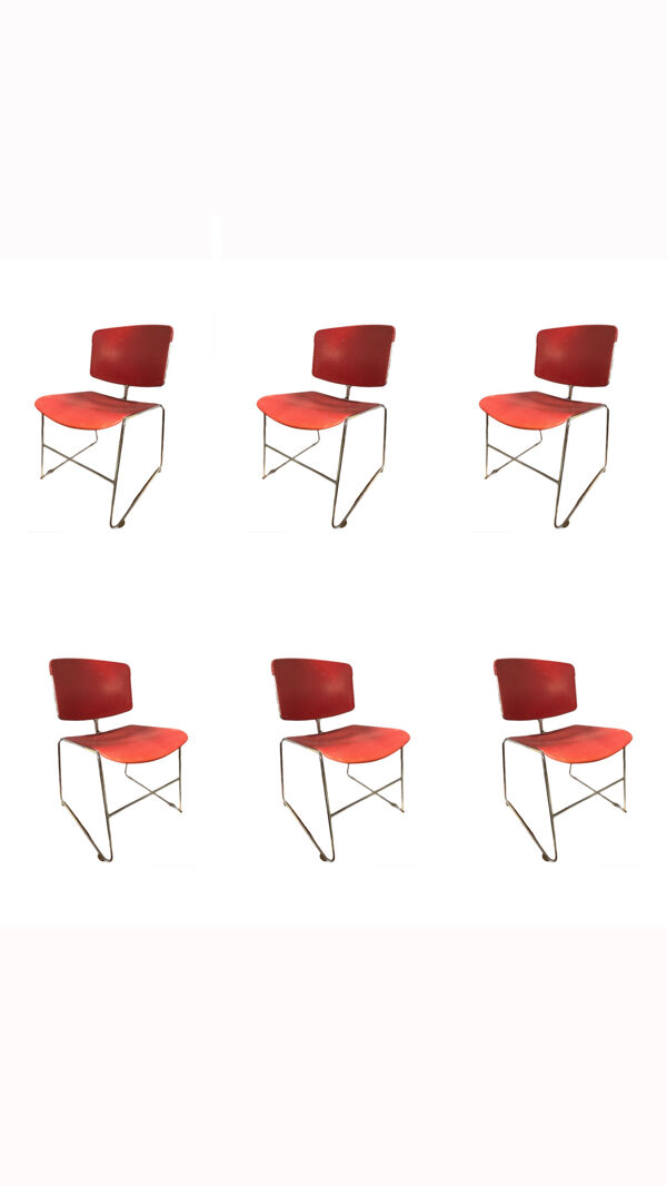 Série 6 chaises bureau design Steelcase X Max Stacker 1970’ - Bon état sur Selency