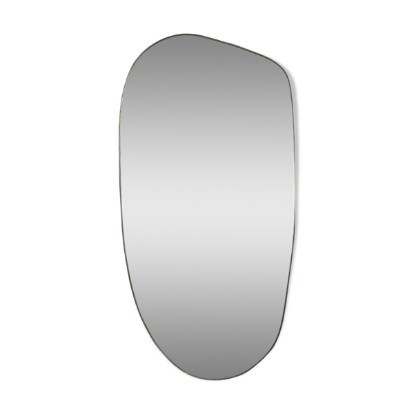 Miroir laiton doré 190x95cm forme organique - Bon état sur Selency