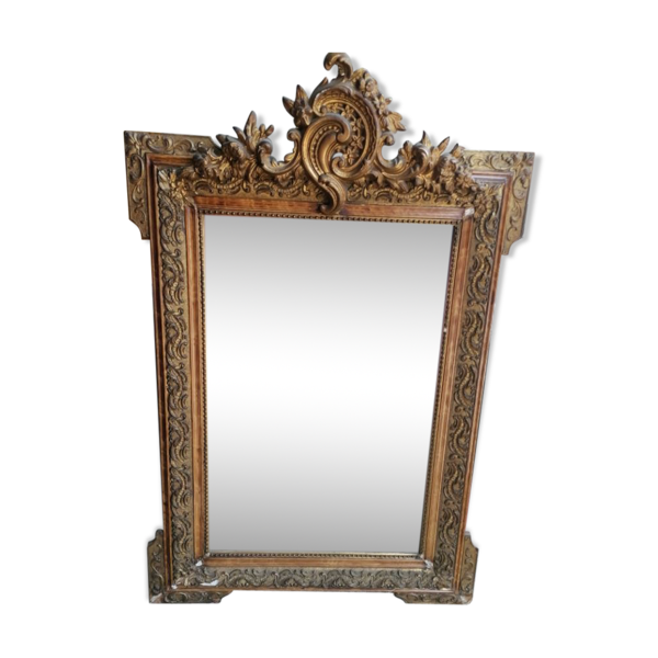Miroir ancien de style Louis XVI stuc doré 73x97cm - Bon état sur Selency