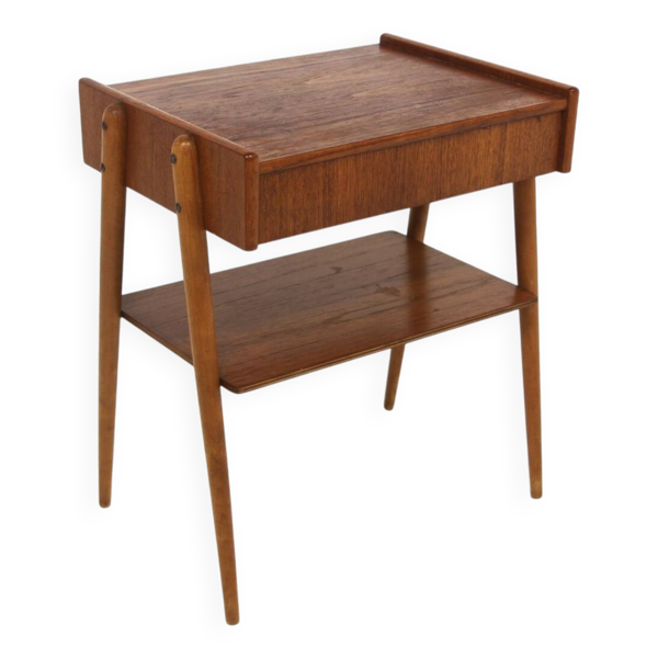 Table de chevet scandinave en teck, AB Carlströms, Suède, 1960