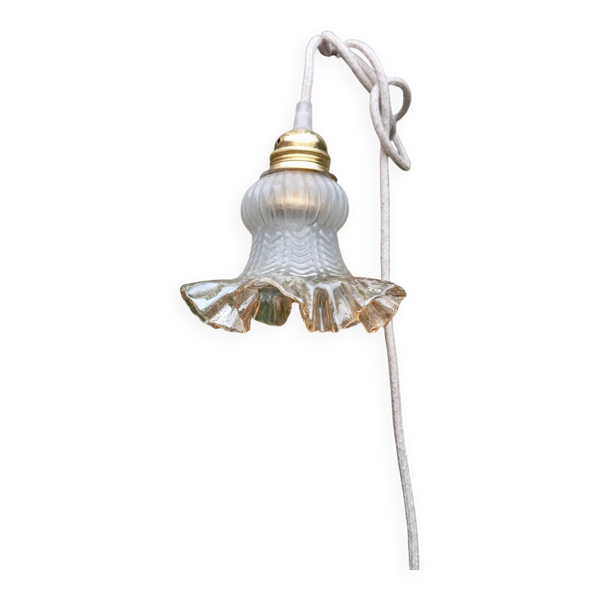 Suspension baladeuse nomade verre tulipe �� jaune ambré