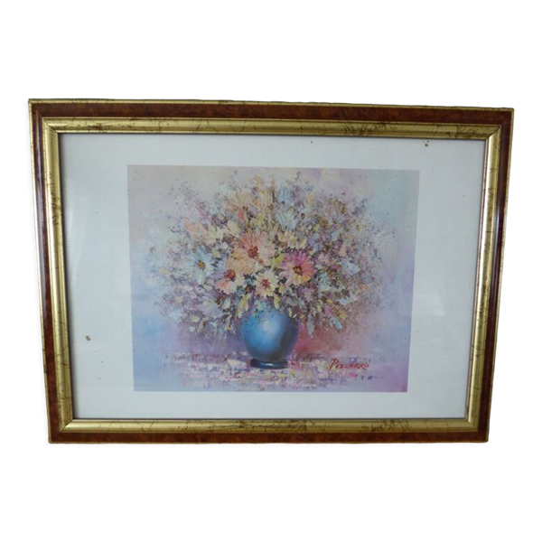 Cadre en bois de couleur doré marbré avec son verre 57, 50 x 42.50 cm