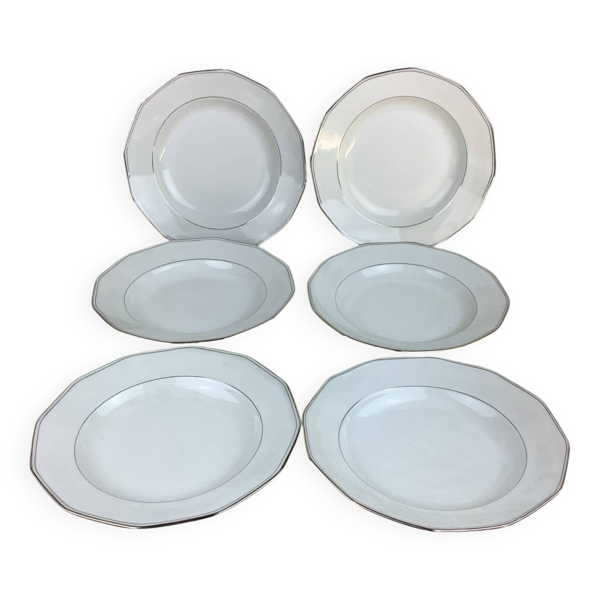 6 Assiettes creuses Porcelaine Limoges France