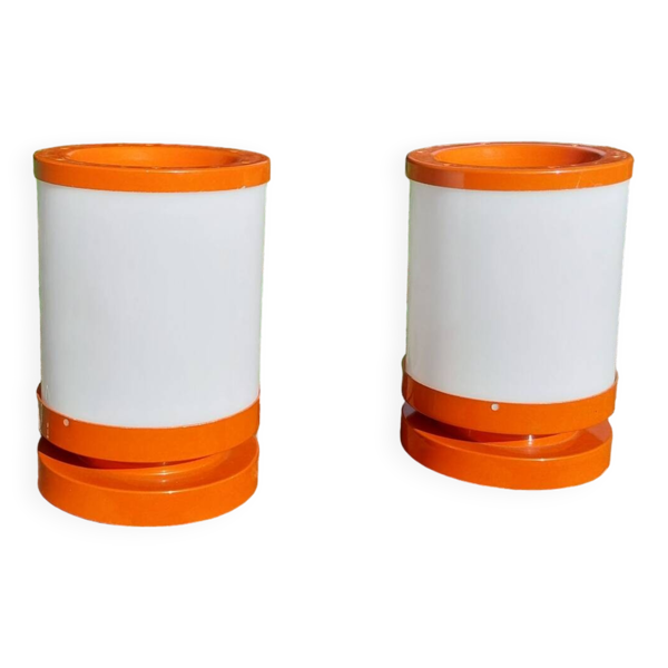 Paire de lampe orange années 70