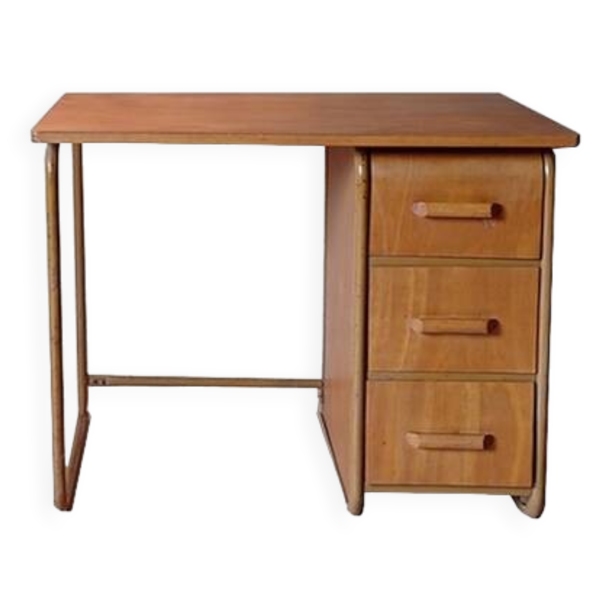 Petit bureau vintage années 1950 bois et métal