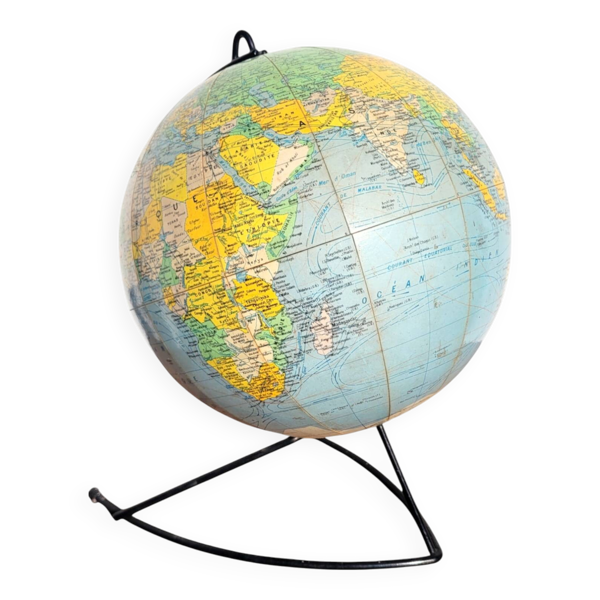 Globe terrestre mappemonde, vers 1950