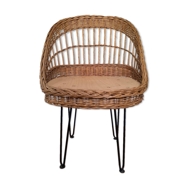 Fauteuil en osier, années 50