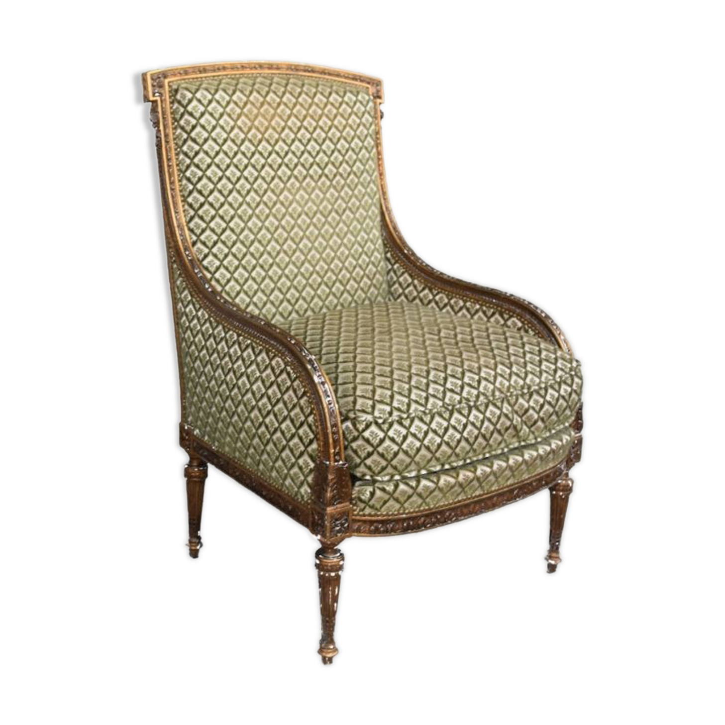 Fauteuil bergère de style Louis XVI dorée fin XIXème sur Selency