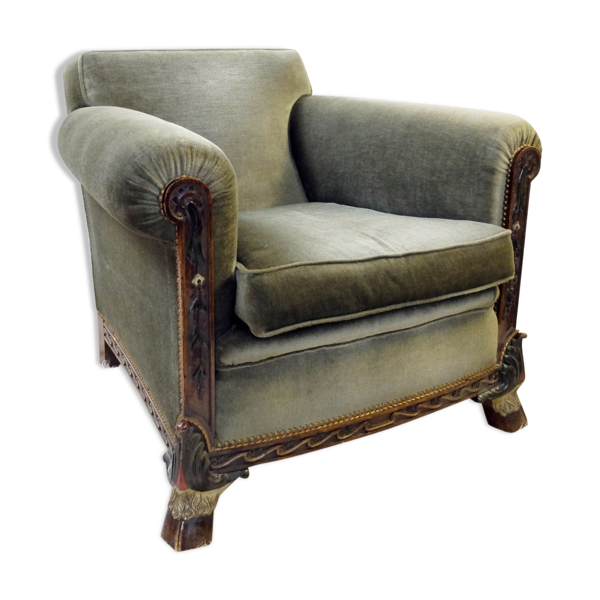 Fauteuil en velours vert ''Maison Franck''-