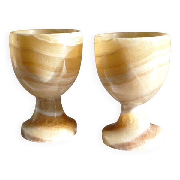 Lot de 2 coquetiers en onyx