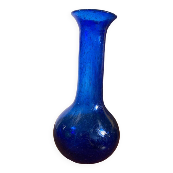 Vase verre soufflé bleu