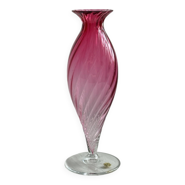 Vase en cristal, Vase rose de la Cristallerie du Val Saint Lambert.