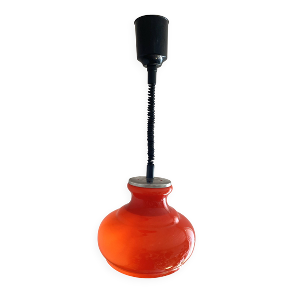 Suspension extensible en opaline et chrome, années 70 - Bon état sur Selency