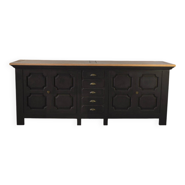 Buffet 4 portes, 5 tiroirs en chêne massif, 1950