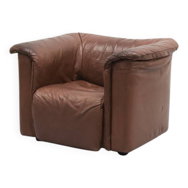 Fauteuil Wittmann Hochbarett en cuir marron, années 1970 - Bon état sur Selency