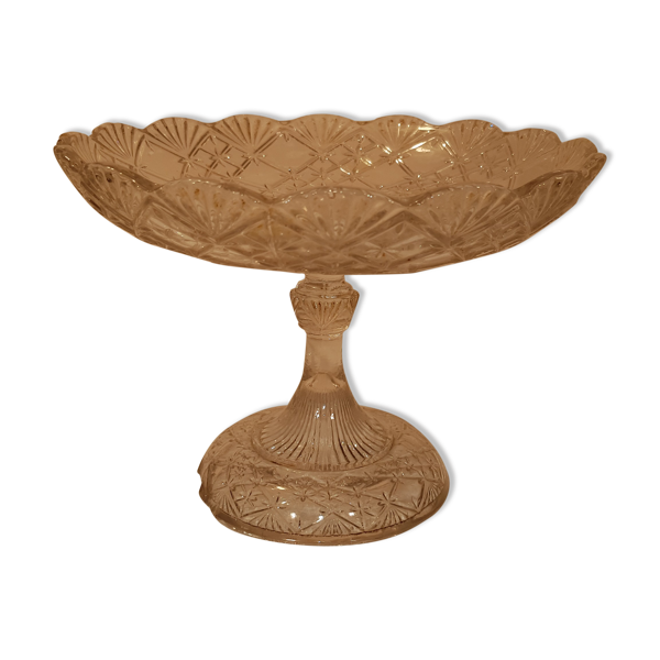 Compotier ou coupe à fruits en verre ciselé