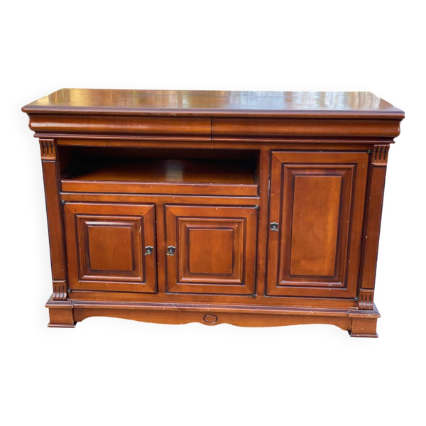 Buffet Louis Philippe campagnard en bois avec 2 tiroirs et 3 portes 126cm